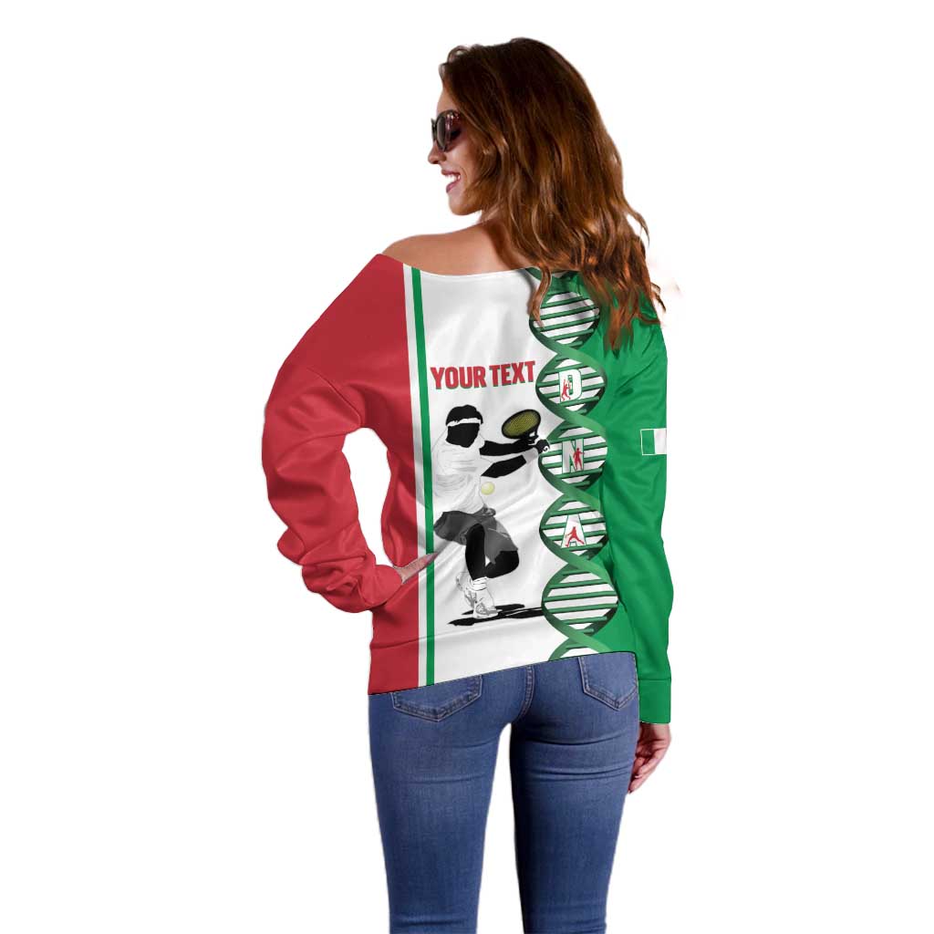 Personalised Italy Tennis Off Shoulder Sweater Its In My DNA - Wonder Print Shop
