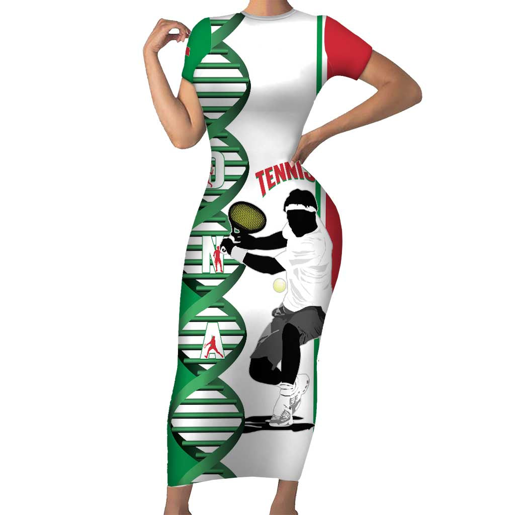 Personalised Italy Tennis Short Sleeve Bodycon Dress Its In My DNA - Wonder Print Shop