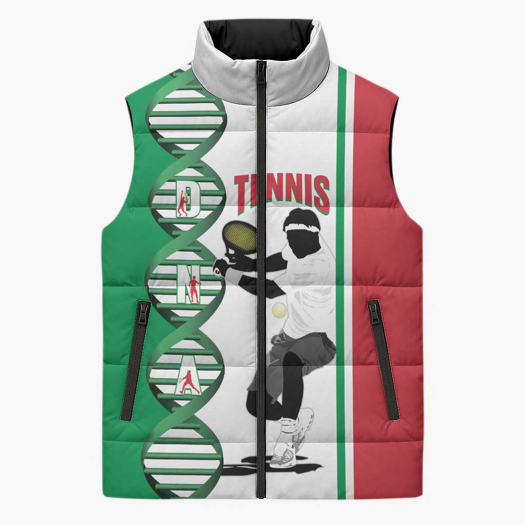 Personalised Italy Tennis Sleeveless Puffer Jacket Its In My DNA - Wonder Print Shop