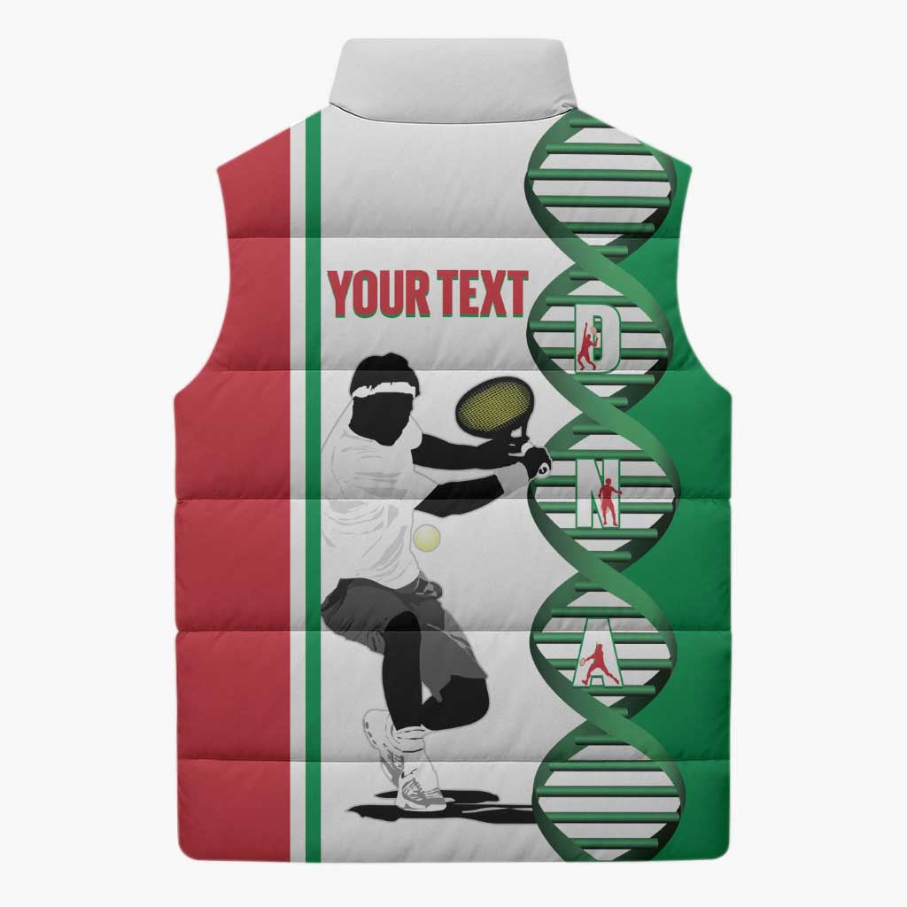 Personalised Italy Tennis Sleeveless Puffer Jacket Its In My DNA - Wonder Print Shop