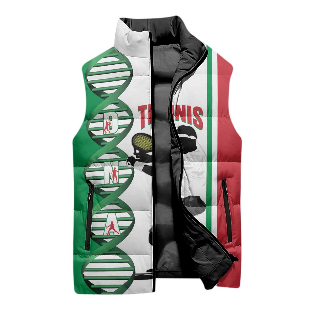 Personalised Italy Tennis Sleeveless Puffer Jacket Its In My DNA - Wonder Print Shop