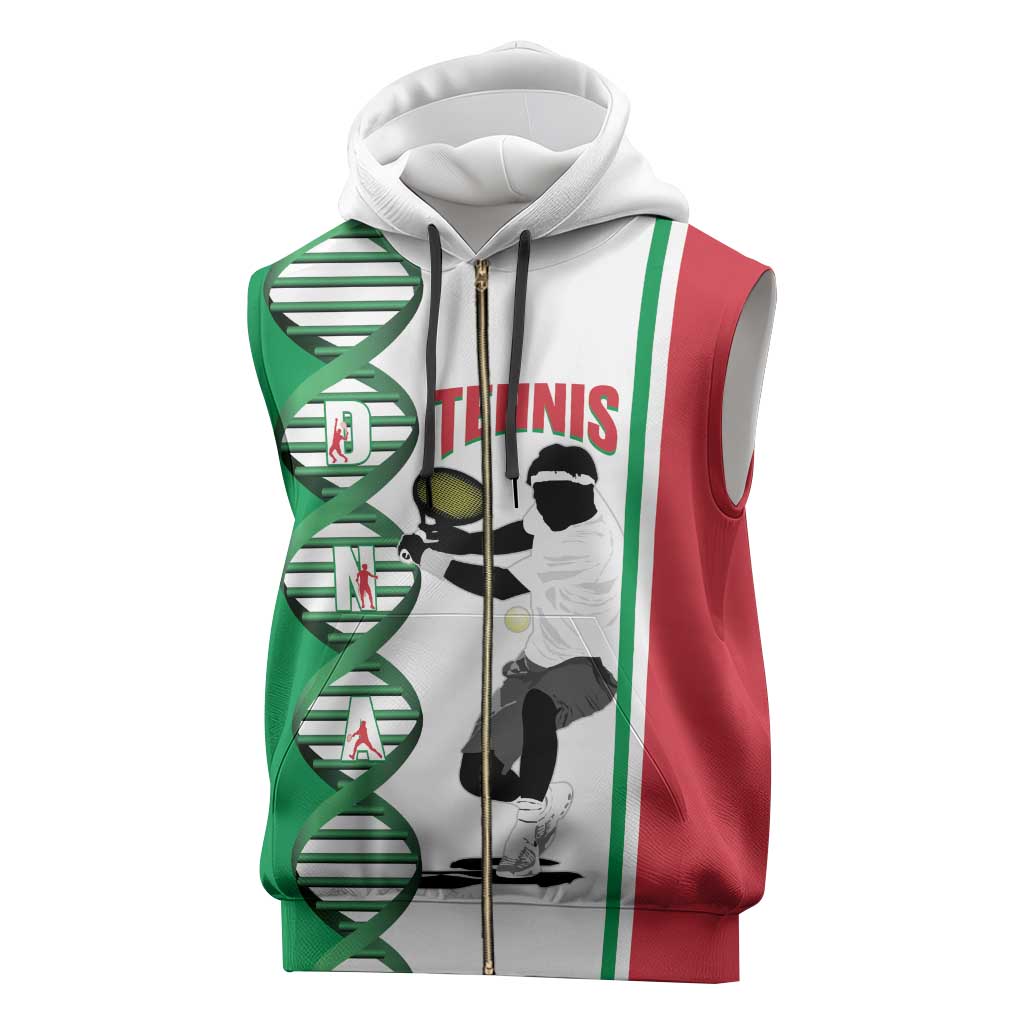 Personalised Italy Tennis Sleeveless Zip Hoodie Its In My DNA - Wonder Print Shop