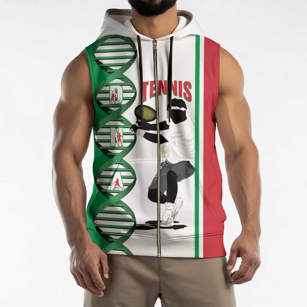 Personalised Italy Tennis Sleeveless Zip Hoodie Its In My DNA - Wonder Print Shop