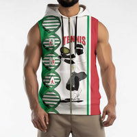 Personalised Italy Tennis Sleeveless Zip Hoodie Its In My DNA - Wonder Print Shop