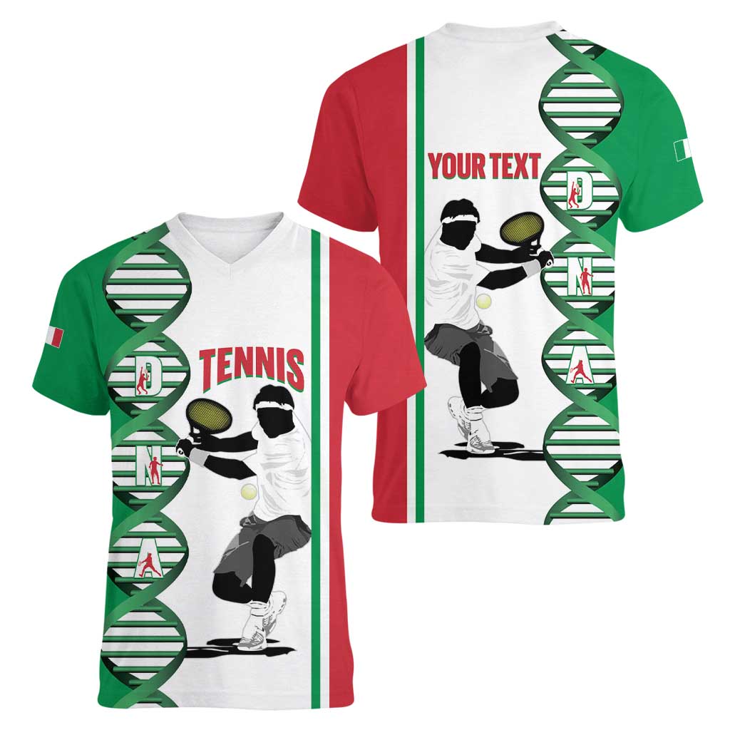 Personalised Italy Tennis Women V-Neck T-Shirt Its In My DNA - Wonder Print Shop