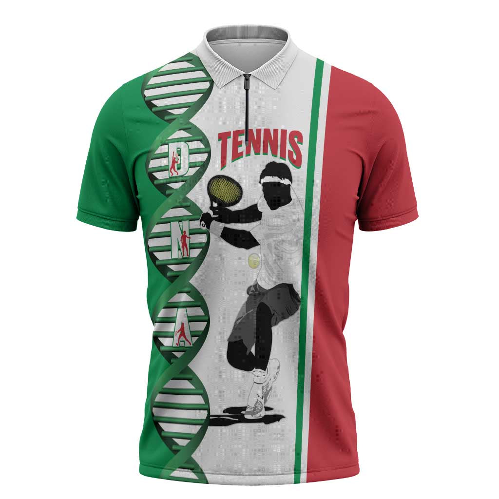 Personalised Italy Tennis Zipper Polo Shirt Its In My DNA - Wonder Print Shop