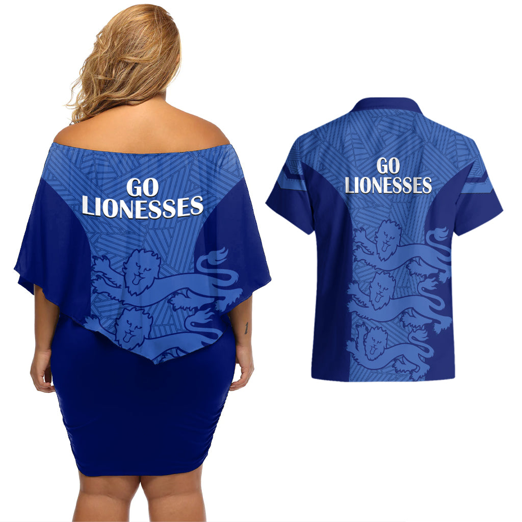 England Football Couples Matching Off Shoulder Short Dress and Hawaiian Shirt Go Lionesses 2023 World Cup - Wonder Print Shop