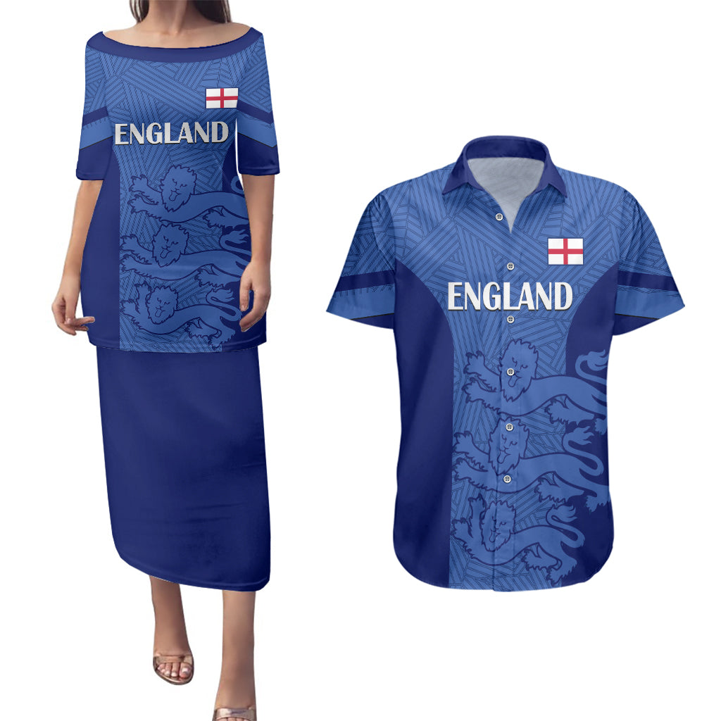 England Football Couples Matching Puletasi Dress and Hawaiian Shirt Go Lionesses 2023 World Cup - Wonder Print Shop