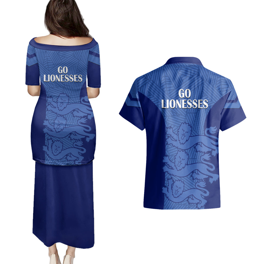 England Football Couples Matching Puletasi Dress and Hawaiian Shirt Go Lionesses 2023 World Cup - Wonder Print Shop