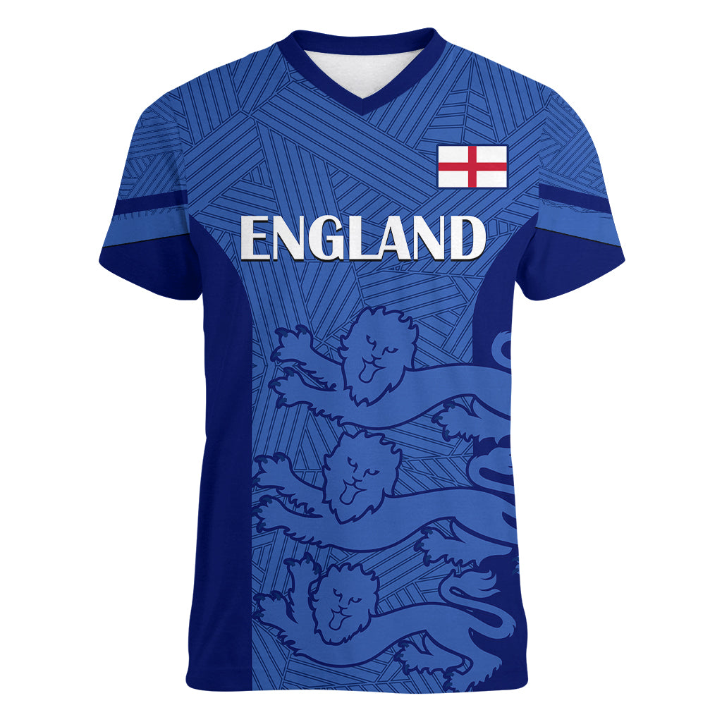 Custom England Football Women V Neck T Shirt Go Lionesses 2023 World Cup - Wonder Print Shop