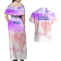 Japan Football Couples Matching Off Shoulder Maxi Dress and Hawaiian Shirt Go Nadeshiko 2023 World Cup - Wonder Print Shop
