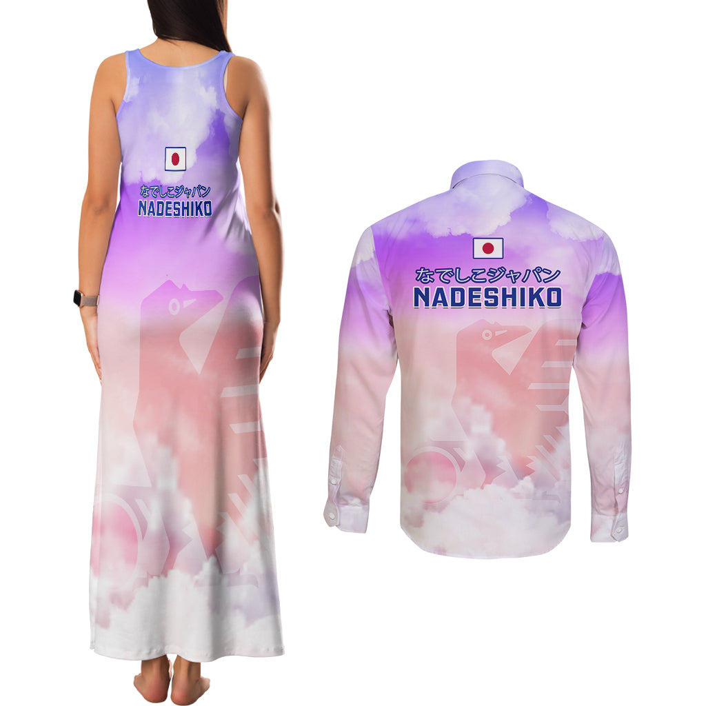 Japan Football Couples Matching Tank Maxi Dress and Long Sleeve Button Shirts Go Nadeshiko 2023 World Cup - Wonder Print Shop
