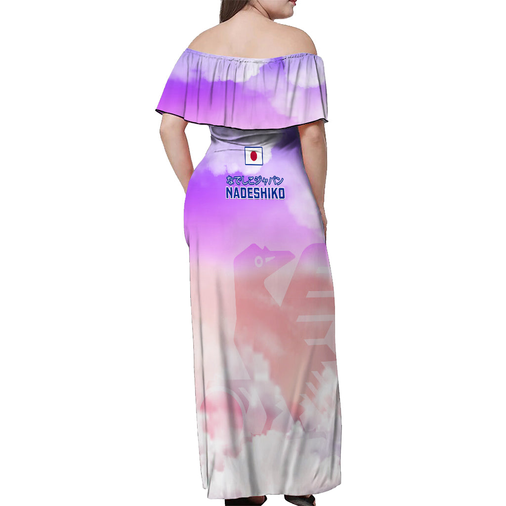 Japan Football Off Shoulder Maxi Dress Go Nadeshiko 2023 World Cup - Wonder Print Shop
