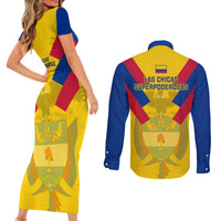Colombia Football Couples Matching Short Sleeve Bodycon Dress and Long Sleeve Button Shirts Las Chicas Superpoderosas 2023 World Cup - Wonder Print Shop