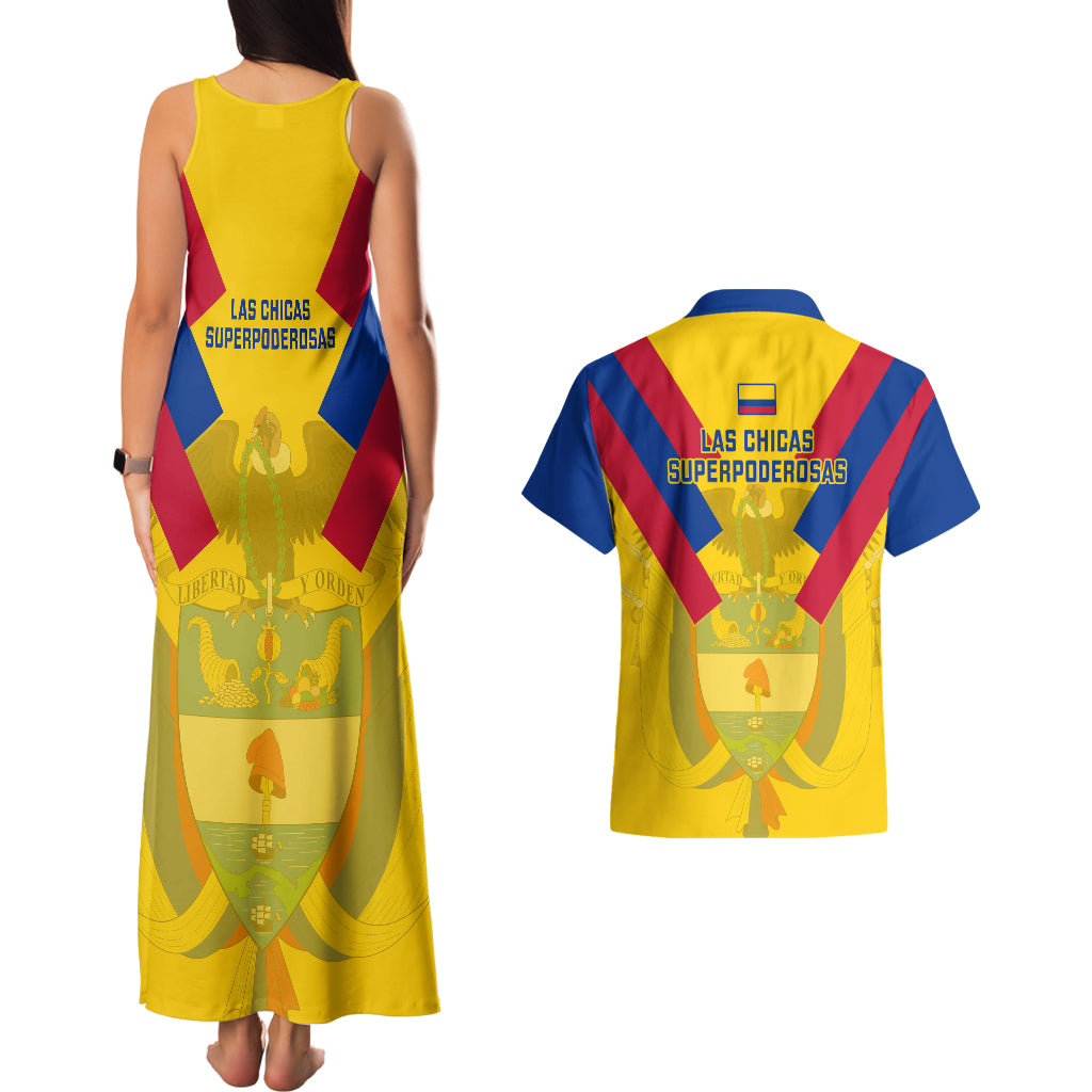 Colombia Football Couples Matching Tank Maxi Dress and Hawaiian Shirt Las Chicas Superpoderosas 2023 World Cup - Wonder Print Shop