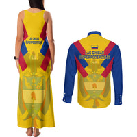 Colombia Football Couples Matching Tank Maxi Dress and Long Sleeve Button Shirts Las Chicas Superpoderosas 2023 World Cup - Wonder Print Shop