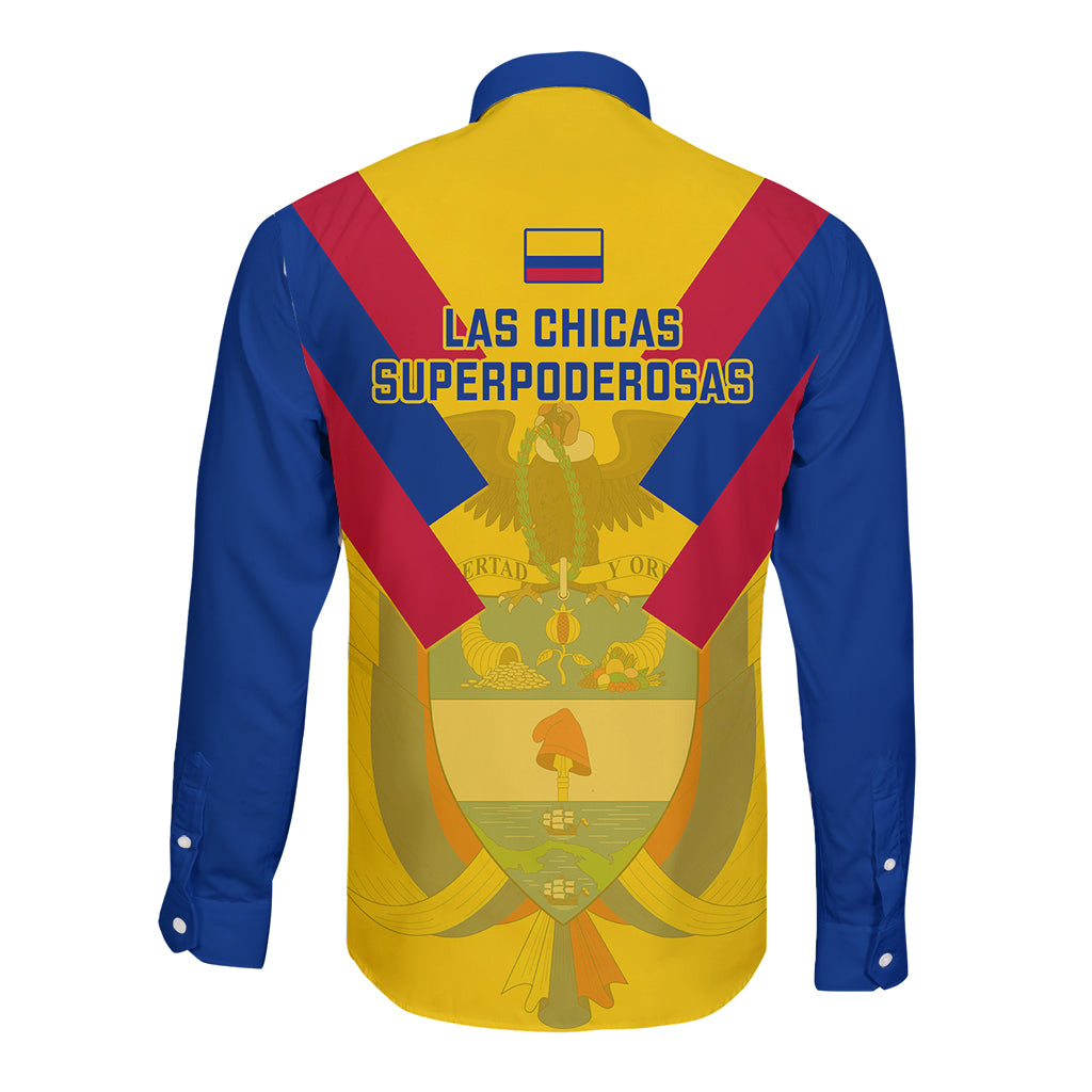 Colombia Football Long Sleeve Button Shirt Las Chicas Superpoderosas 2023 World Cup - Wonder Print Shop