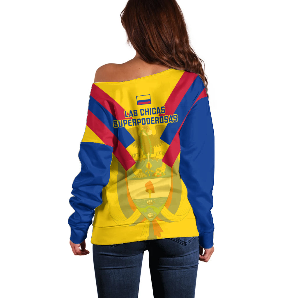 Colombia Football Off Shoulder Sweater Las Chicas Superpoderosas 2023 World Cup - Wonder Print Shop
