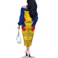 Colombia Football Off The Shoulder Long Sleeve Dress Las Chicas Superpoderosas 2023 World Cup - Wonder Print Shop