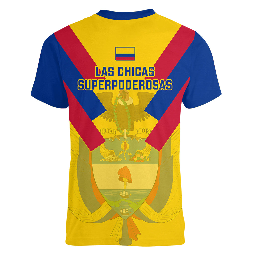 Colombia Football Women V Neck T Shirt Las Chicas Superpoderosas 2023 World Cup - Wonder Print Shop