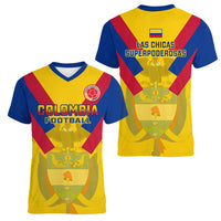 Colombia Football Women V Neck T Shirt Las Chicas Superpoderosas 2023 World Cup - Wonder Print Shop