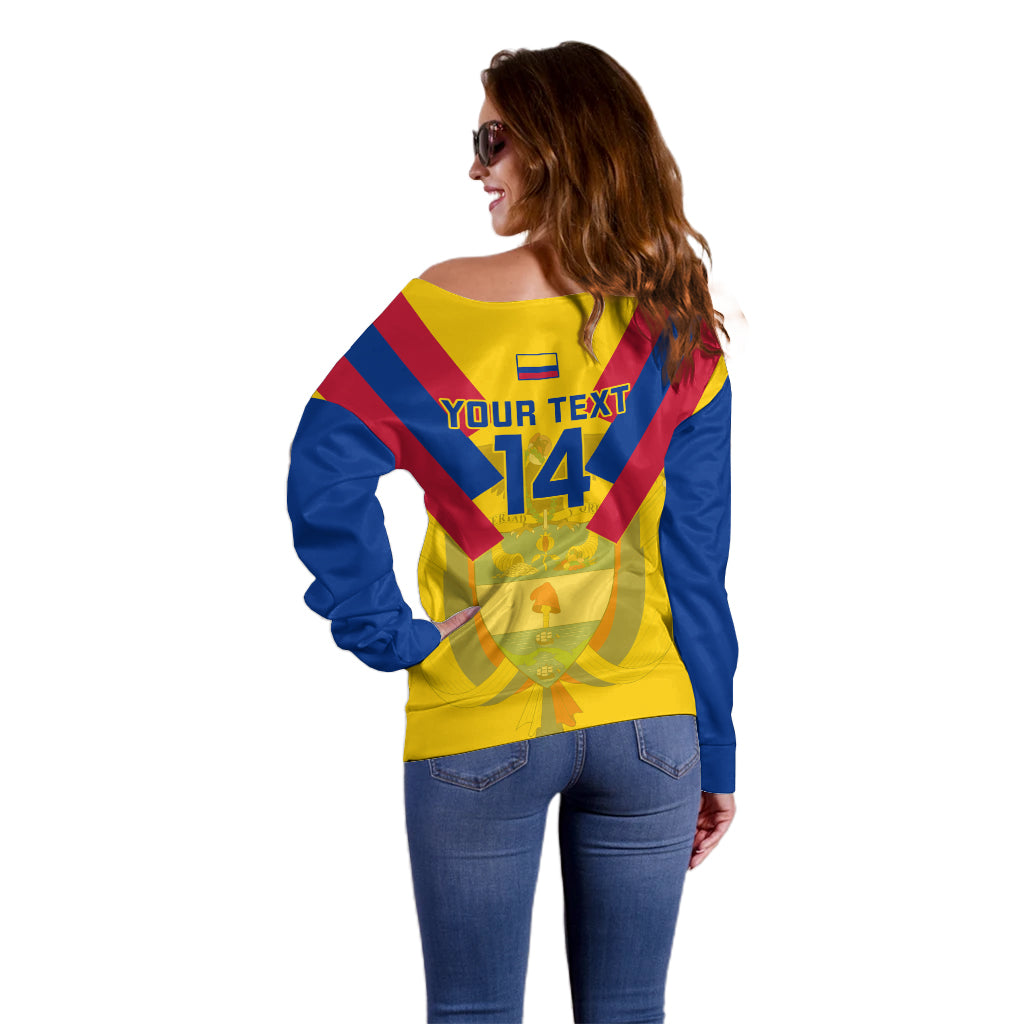 Custom Colombia Football Off Shoulder Sweater Las Chicas Superpoderosas 2023 World Cup - Wonder Print Shop