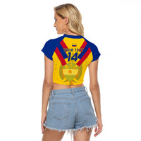 Custom Colombia Football Raglan Cropped T Shirt Las Chicas Superpoderosas 2023 World Cup - Wonder Print Shop