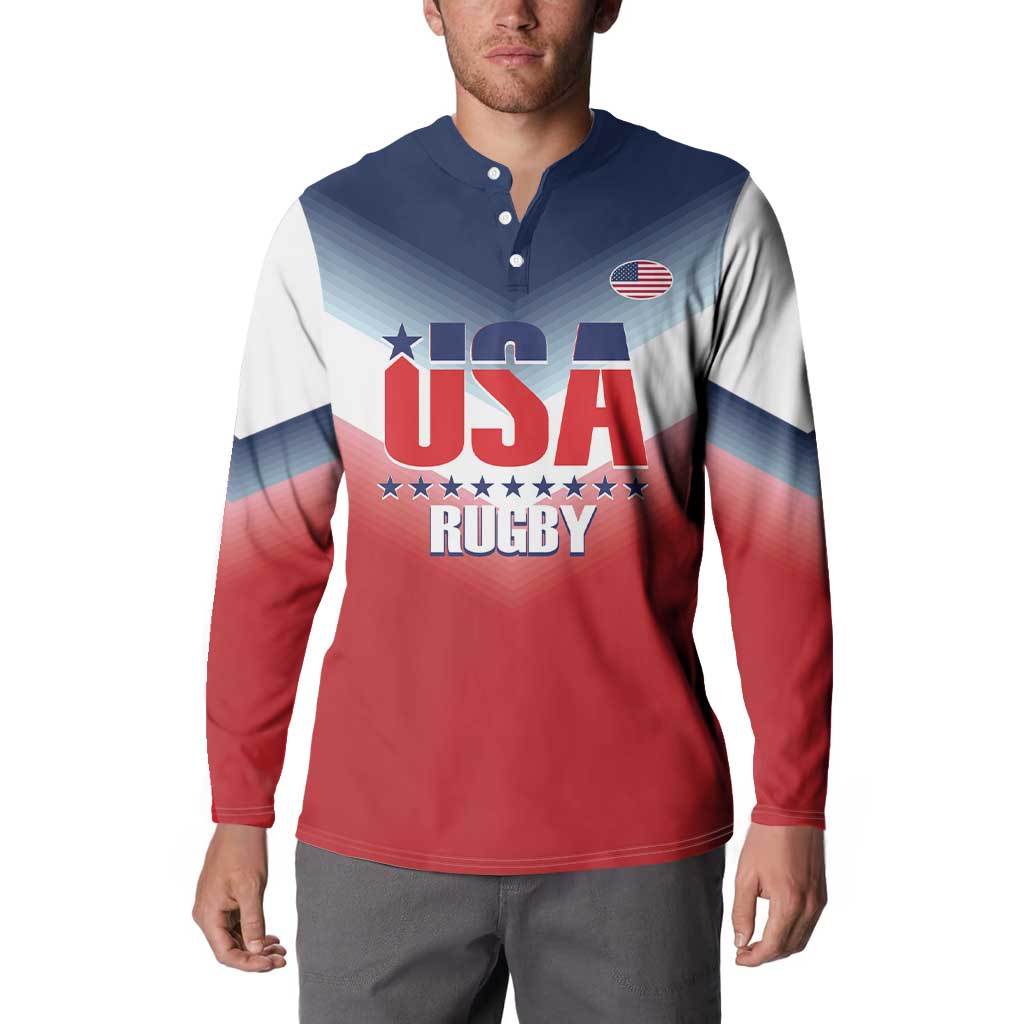 Custom USA Rugby Button Sweatshirt 2024 Simple Style - Wonder Print Shop