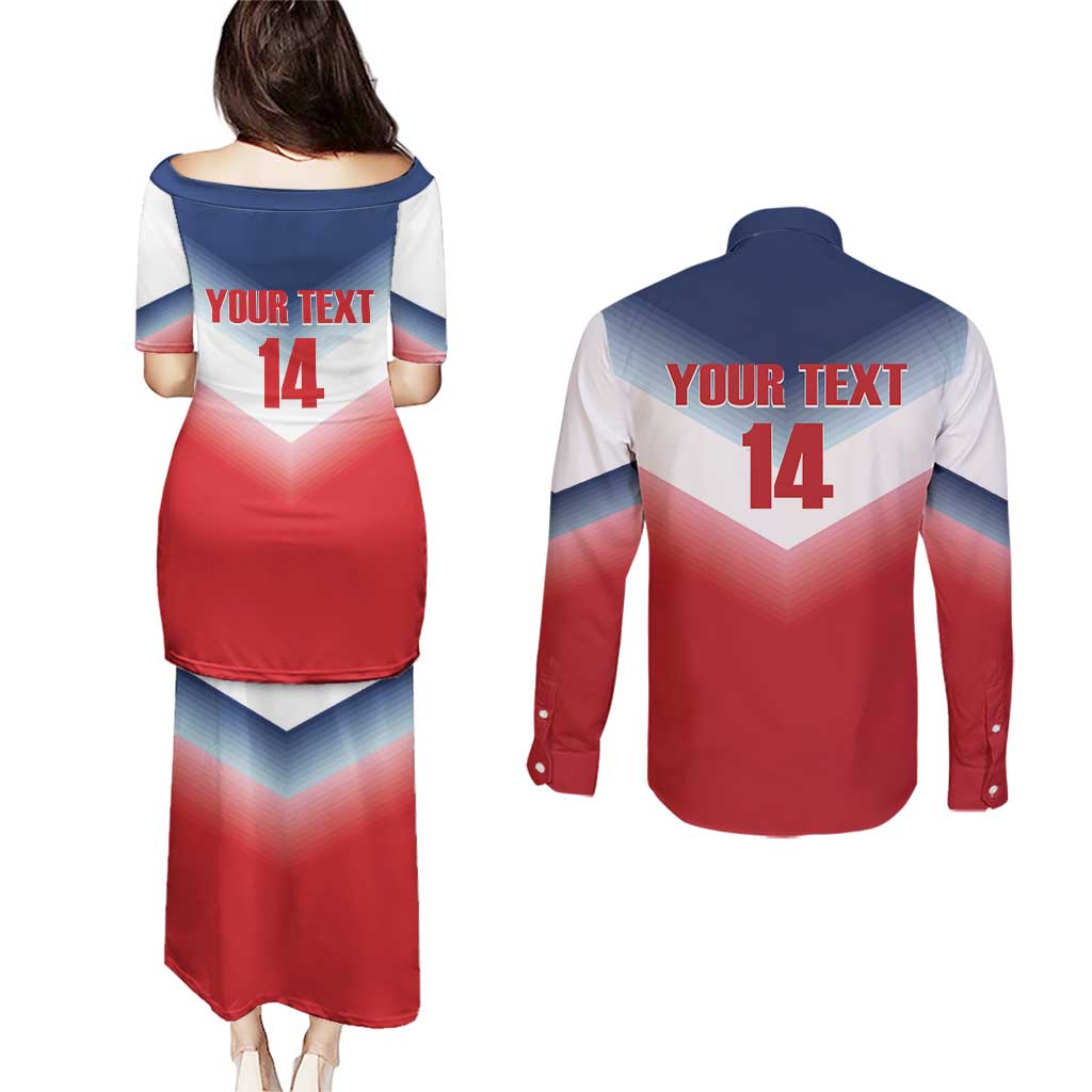 Custom USA Rugby Couples Matching Puletasi and Long Sleeve Button Shirt 2024 Simple Style - Wonder Print Shop