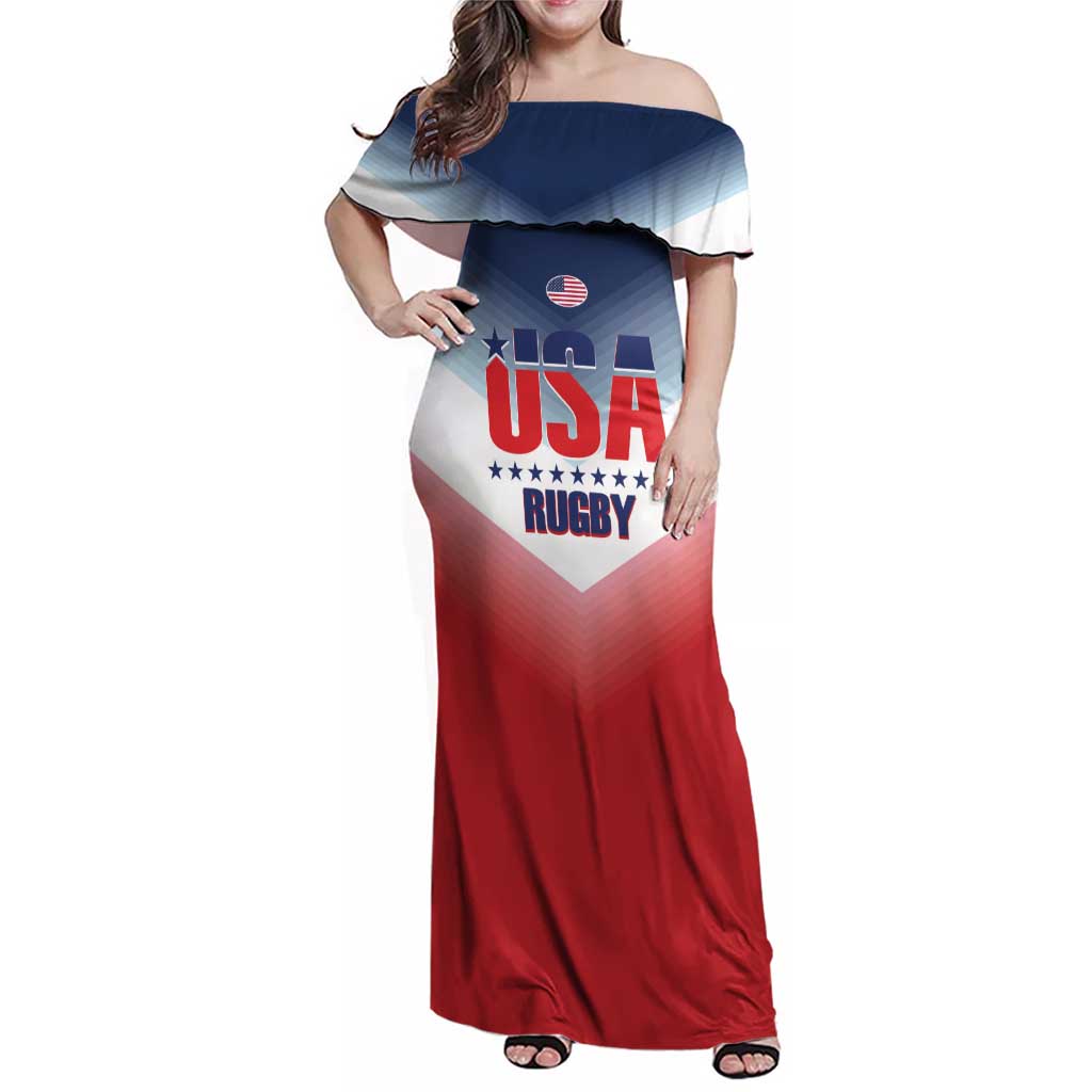 Custom USA Rugby Family Matching Off Shoulder Maxi Dress and Hawaiian Shirt 2024 Simple Style - Wonder Print Shop