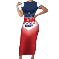 Custom USA Rugby Short Sleeve Bodycon Dress 2024 Simple Style - Wonder Print Shop