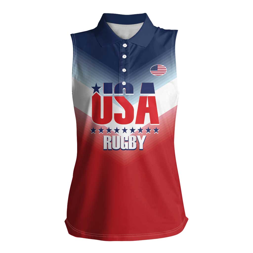 Custom USA Rugby Women Sleeveless Polo Shirt 2024 Simple Style - Wonder Print Shop