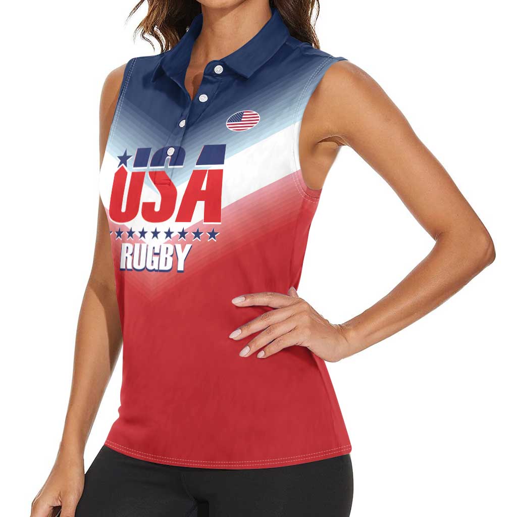 Custom USA Rugby Women Sleeveless Polo Shirt 2024 Simple Style - Wonder Print Shop