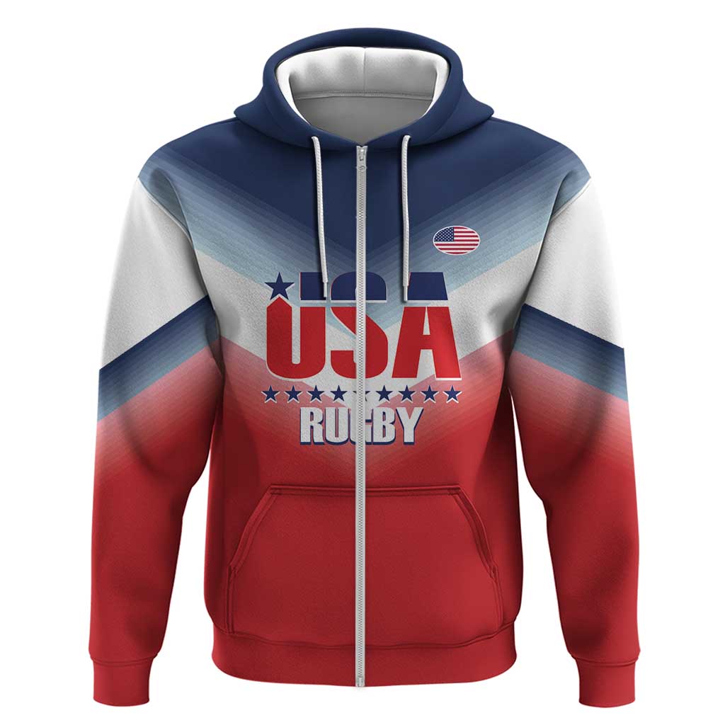 Custom USA Rugby Zip Hoodie 2024 Simple Style - Wonder Print Shop
