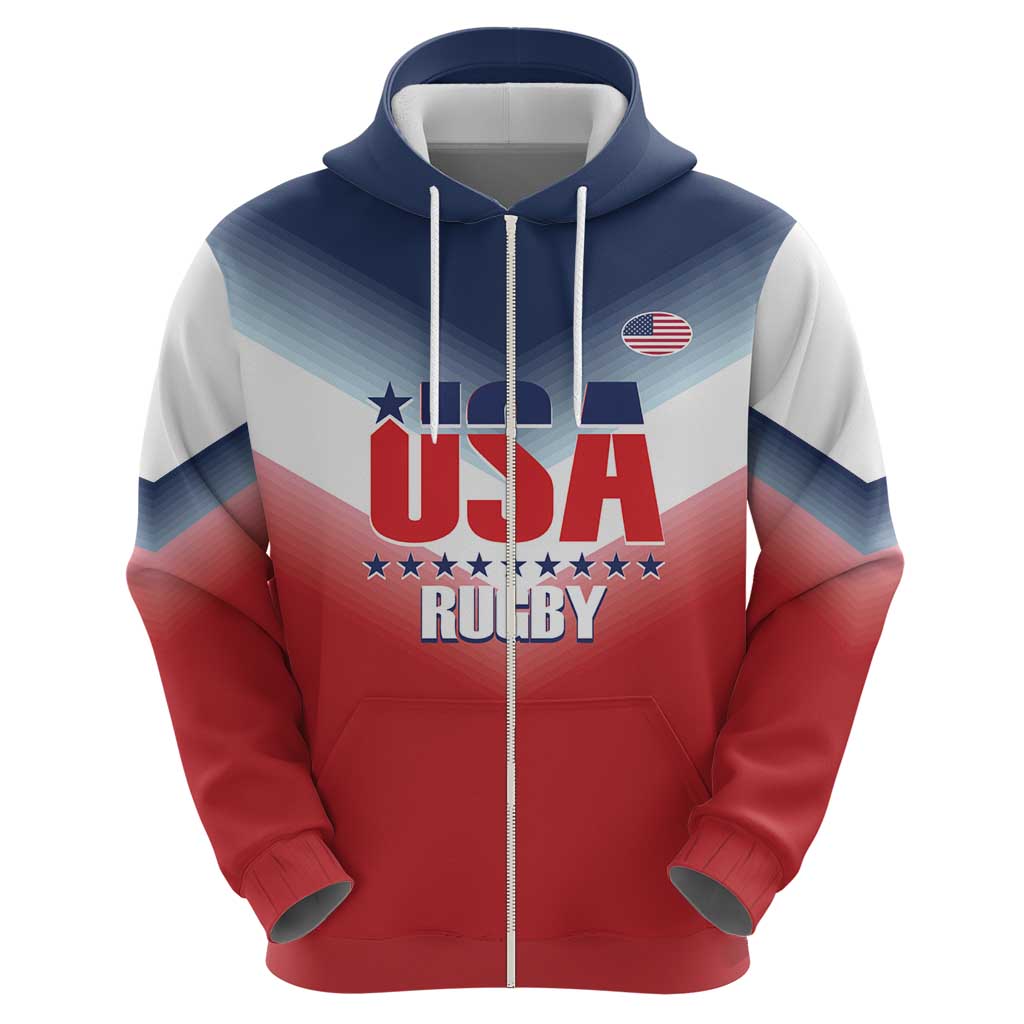 Custom USA Rugby Zip Hoodie 2024 Simple Style - Wonder Print Shop