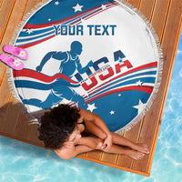 Custom USA Athletics Beach Blanket 2024 United States Flag Curve Style - Wonder Print Shop