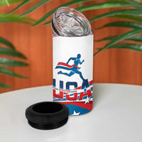USA Athletics 4 in 1 Can Cooler Tumbler 2024 United States Flag Curve Style - Wonder Print Shop