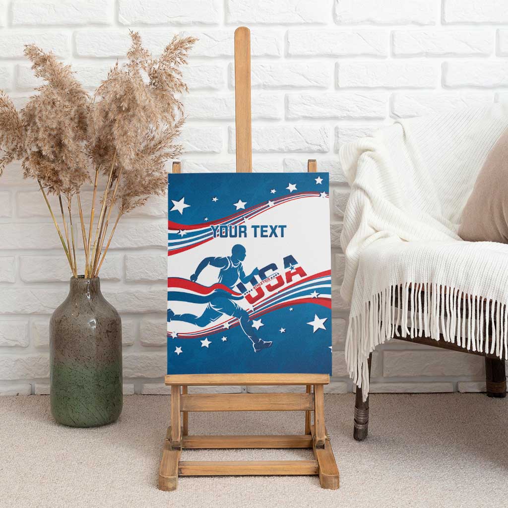 Custom USA Athletics Canvas Wall Art 2024 United States Flag Curve Style - Wonder Print Shop