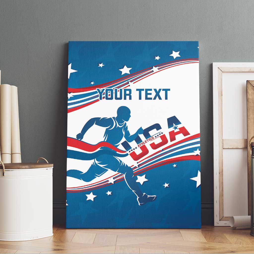 Custom USA Athletics Canvas Wall Art 2024 United States Flag Curve Style - Wonder Print Shop