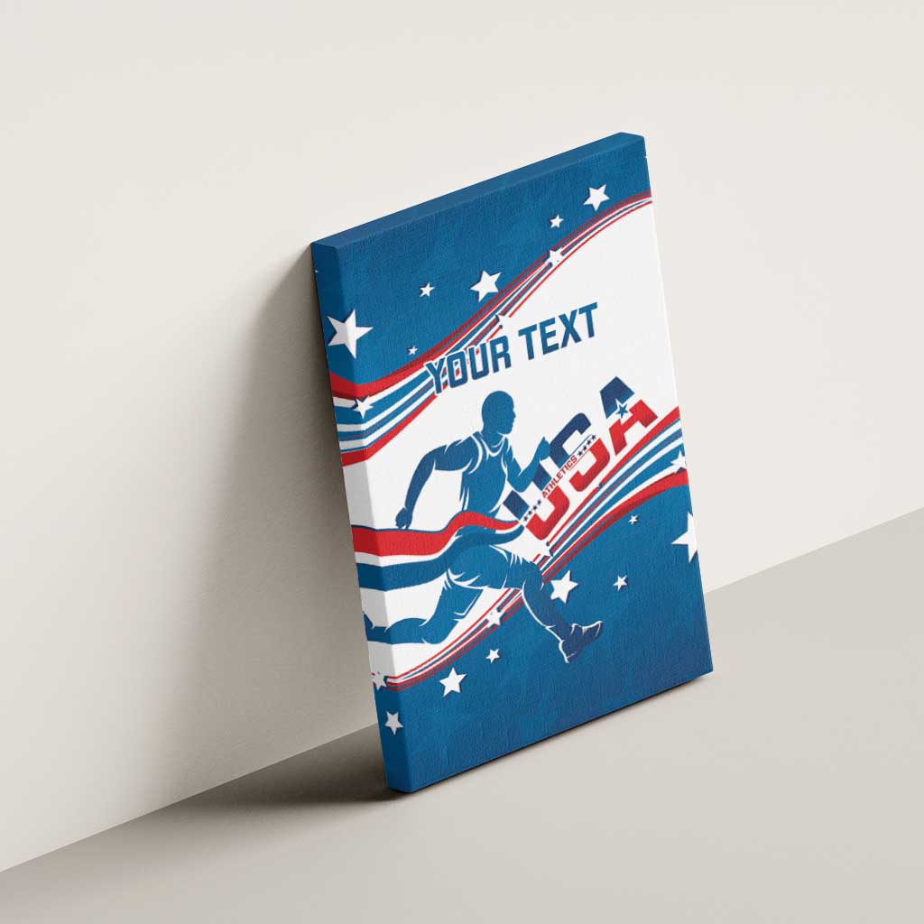 Custom USA Athletics Canvas Wall Art 2024 United States Flag Curve Style - Wonder Print Shop
