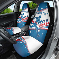 Custom USA Athletics Car Seat Cover 2024 United States Flag Curve Style - Wonder Print Shop