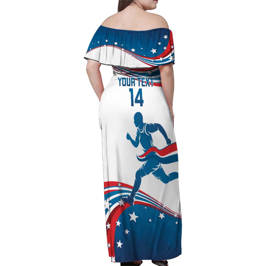 Custom USA Athletics Family Matching Off Shoulder Maxi Dress and Hawaiian Shirt 2024 United States Flag Curve Style - Wonder Print Shop