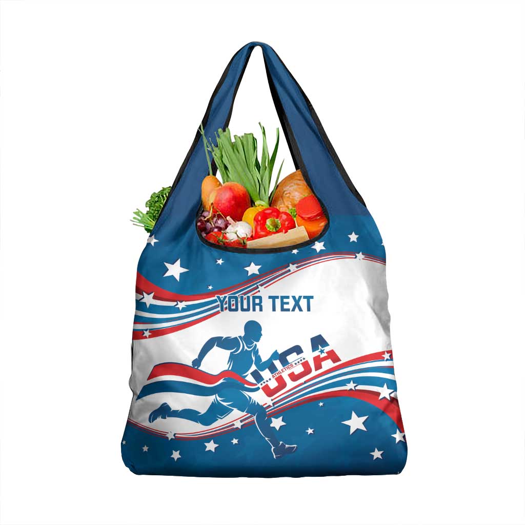 Custom USA Athletics Grocery Bag United States Flag Curve Style