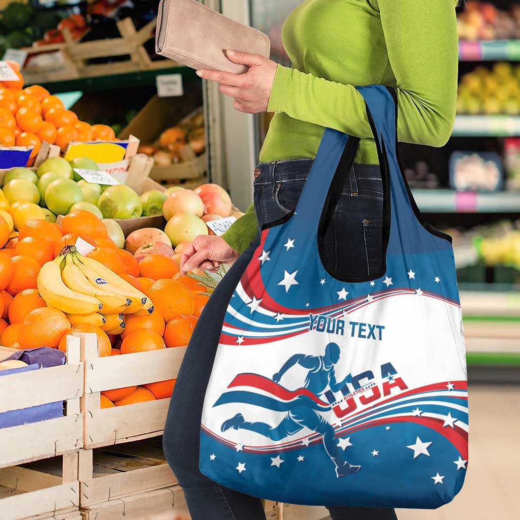 Custom USA Athletics Grocery Bag United States Flag Curve Style