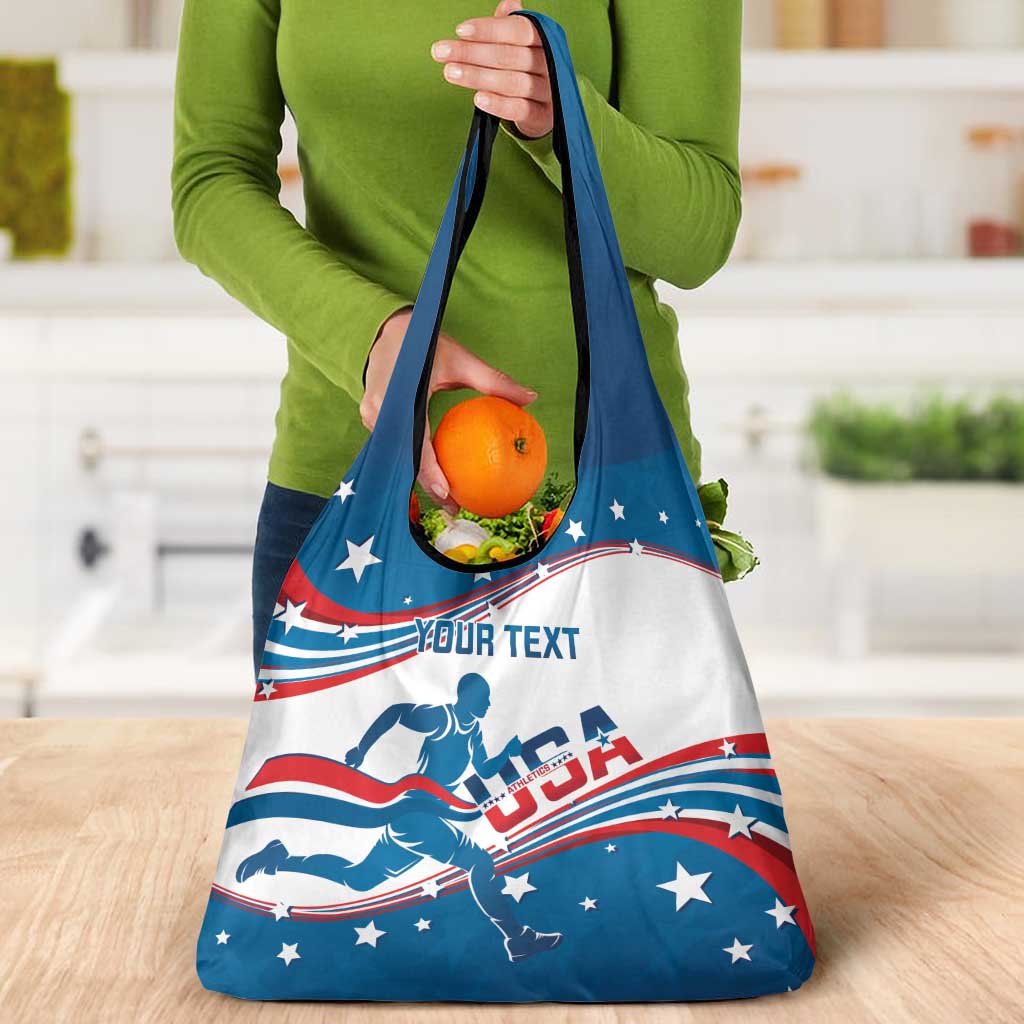 Custom USA Athletics Grocery Bag United States Flag Curve Style