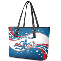 Custom USA Athletics Leather Tote Bag 2024 United States Flag Curve Style - Wonder Print Shop