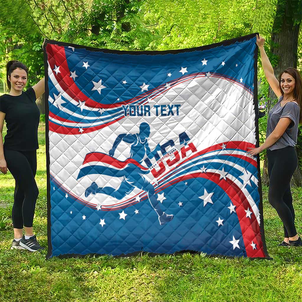 Custom USA Athletics Quilt 2024 United States Flag Curve Style - Wonder Print Shop