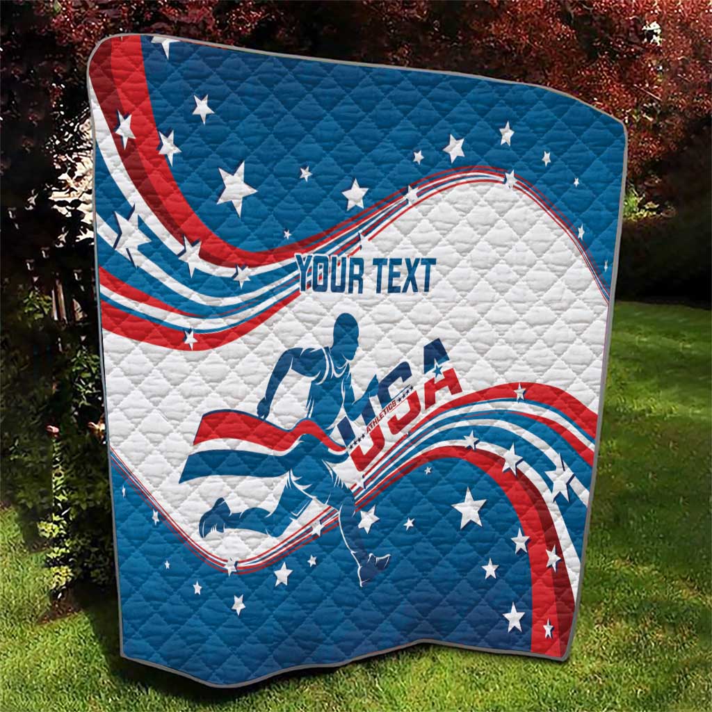 Custom USA Athletics Quilt 2024 United States Flag Curve Style - Wonder Print Shop