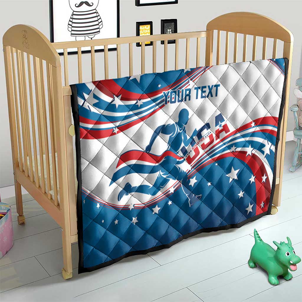 Custom USA Athletics Quilt 2024 United States Flag Curve Style - Wonder Print Shop