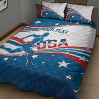 Custom USA Athletics Quilt Bed Set 2024 United States Flag Curve Style - Wonder Print Shop